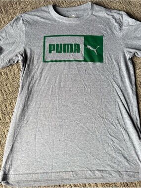 Puma Gray Tee with Green Chest Logo
